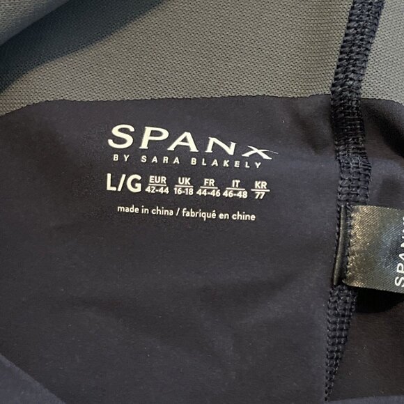 SPANX Every Wear Mesh Contour Active Leggings SZ Large 50082R Navy Black Stretch - Picture 8 of 13